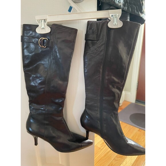 New Bandolino Genuine Leather Dark Brown Calf boots zipper 6M - Picture 2 of 6